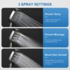 Shower Head, VESKYAO High Pressure Shower Heads with 3 Spray Modes, Powerful Shower Head Only, Universal Water Saving Large Shower Head