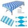 2 Pcs Table Cloth PVC Plastic Wipe Tablecloth Bavarian Flag Check Rectangle Water Resistant Table Cover Protector with White Diamond Pattern for