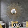 WLABCD Mirror Sunburst Wall Mirror, 3D Large Round Metal Starburst Decorative Wall Mirror, Dining Room, Living Room,Porch Decorative Hanging Mirr