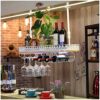 Stylish Simplicity Down Vintage Wine Rack Iron Simple Style Multi-Function Display Household Wine Glass Holder Restaurant Kitchen Bar Floating Wi