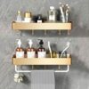 Bathroom Shelf with Hook Shower Shelves Wall Mounted Shower Rack Self Adhesive No Drilling Space Aluminum For Kitchen Toilet,gold,2 Tier 50cm