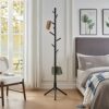 YEVONNIE Solid Rubber Wood Coat Rack, Free Standing Coat Rack, Tree-Shaped Coat Rack with 8 Hooks, 3 Height Options, for Clothes, Hats, Bags, for