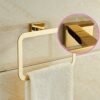 RSOCHS Gold Towel Rings Square Wall Mounted Bathing Towel Rack Copper Zinc Alloy Kitchen Bathroom Accessories