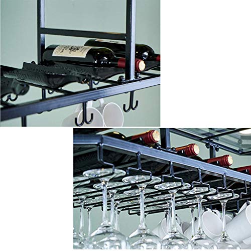 MiroDo Household Wine Shelf Cup Holder- Adjustable Height Ceiling Mounted Hanging Wine Bottle Holder Metal Wine Glass Rack Goblet Stemware Racks