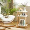 IBUYKE 3-Tier Side Table, Narrow End Table with Storage Shelf, Nightstand Bedside Table for Small Spaces, Bedroom, Living Room, Entryway, Farmhou
