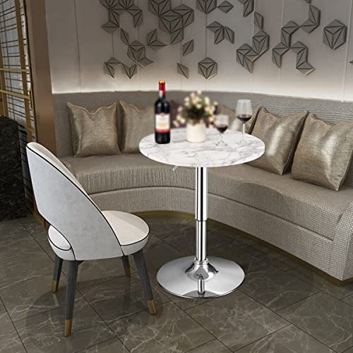 LEIGE 4PCS Round Pub Table Swivel Adjustable Bar Table w/Faux Marble Top