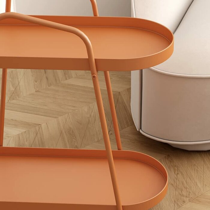 MJWDP Wheeled Trolley Side Cabinet Mobile Coffee Table Living Room Sofa Small Bedside Table Office Balcony Outdoor Furniture (Color : Svart, Size
