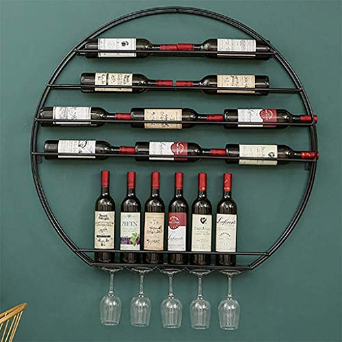 EMISOO Wine Rack Wall Mounted - Modern Stylish Wall-Mounted Decorating Wine Racks, Wine Bottle Stemware Glass Rack with 5 Long Stem Glass Holder,