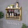 SUCHETA Hanging Wine Rack with Glass Holder and Shelf, Wine Rack Glass Shelf Wall Mounted Wine Shelf Holder Metal Wine Glass Hanging Rack (Color