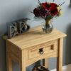 Vida Designs Corona 1 Drawer Console Table With Shelf, Waxed Pine