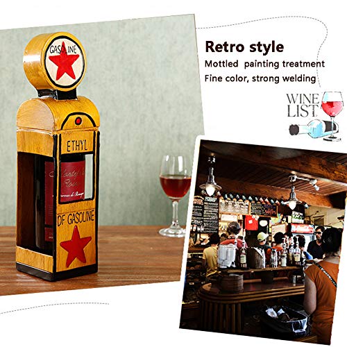 ALREMO HUANGXING - Wine Holder Mini Gas Station Shaped, Funny Wine Bottle Holder Stand, Vintage Decorative, Metal Countertop Wine Holder,1pc