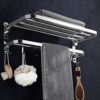N/A Bathroom Lavatory Towel Rack Towel Shelf with Two Towel Bars and hook Wall Mount Holder,SUS 304 Stainless Steel Matte