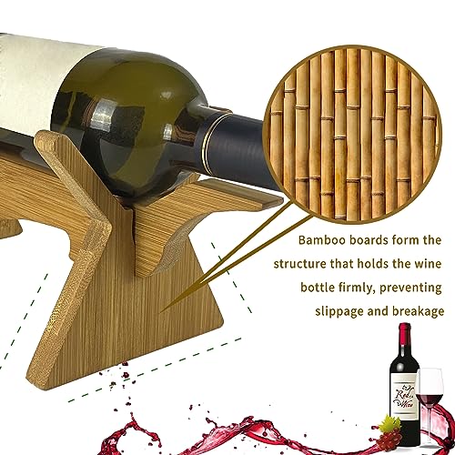 Bantlou Wood Table Top Wine Rack, Single Bottle Countertop Holder for Home Party Bar Decorations, Wine Lover Gift, Home Decor