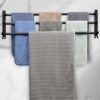 Towel Rail Self Adhesive Towel Holder Hanger Anti-Rust Dual Rod Towel Shelf Bar Towel Bar Towel Storage 2 Installation Methods Adjustable Towel H