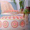Mandala Life ART Bohemian Golden Pouf Ottoman Cover -60x20 cm - Luxury, Artisan Room Décor Pouffe for Meditation, Yoga, and Boho Chic Seating Are