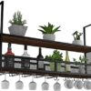 EMISOO Hanging Ceiling Shelf Wine Glass Holder, Upside Down Wine Rack, Simple Style Iron Hanging Wine Glass Rack Ceiling Decoration Shelf, for Ba