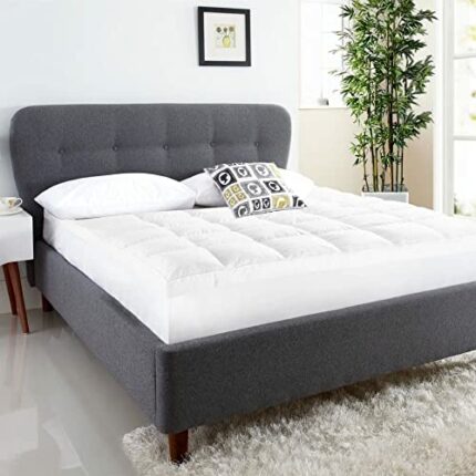 hut Microfiber Mattress Topper-Anti Allergic Mattress Topper Double Bed 4 Inches, Mattress Cover With Elasticated Corner To Easily Fits Over Matt