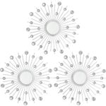 Uaussi 3 Pack Rhinestone Acrylic Diamond Wall Mirror Décor Decorative Starburst Mirror Set for Hallway Bathroom Bedroom-Starburst Silver