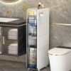 OPSREY Slim Toilet Paper Storage Cabinet Skinny Bathroom Storage Cabinet Cabinet Toilet Paper Stand For Small Space 4-Tier Slim Toilet Paper Stor