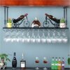 Ceiling Wine Rack Simple Style Multi-Function Living Room Creative Display Home Goblet Wine Rack -Restaurant Kitchen Bar Decoration Frame Adjusta