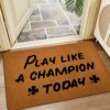 Ytanie Welcome Mats for Front Door Outdoor Entry Play Like A Champion Today Doormat Non Slip Rubber Mat for Home Indoor Farmhouse Funny Kitchen R
