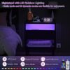armocity Night Stand Set 2 with Charging Station, Nightstand Set of 2 with LED Lights, Modern Nightstand Bedside Table with Big Capacity Acrylic