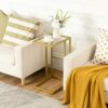 HOOBRO C Shaped Side Table, Tempered Glass Gold Side Table, Under Sofa Table, Small Coffee Snack Table for Small Spaces, Laptop End Table for Liv