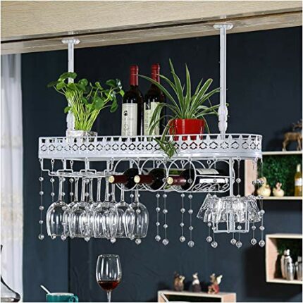 Stylish Simplicity Down Wine Rack, Vintage Wrought Iron Wine Rack, Ceiling Wine Rack, Creative Display Stand, Goblet Rack Home, Restaurant Kitche
