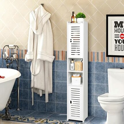 AIIKTOTA Bathroom Storage Cabinet,Floor Standing Display Cabinet,Home Storage Furniture Organizer Unit for Office Living Room Kitchen Entryway,Wh