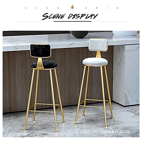 AANAN Stools,Stool,Bar Stool Dinner Chairs Upholstered Barstool with Gold Iron Legs Footrest and Back for Breakfast Bar, Pub, Counter, Kitchen an