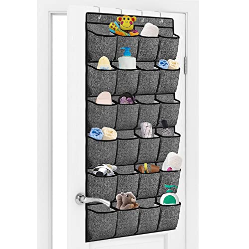 Newthinking Hanging Shoe Storage, Door Hanging Shoe Rack with 24 Large Pockets and 4 Hooks, Hanging Shoe Rack Holder Organiser for Back of Door (