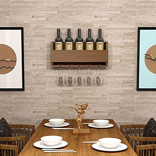 Wall Mounted Wine Rack Cabinet Wood , Rustic Wine Storage Rack Floating Wine Shelf Organizer Hanging Stemware Racks for Bars,Restaurants,Kitchens