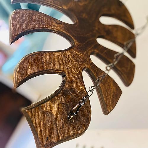 Wall Mounted Wine Glass Holder, Adjustable Wine Glass Shelf Under The Cabinet, Hanging Wine Glass Storage Rack For Shelf, Monstera Leafy Wooden G