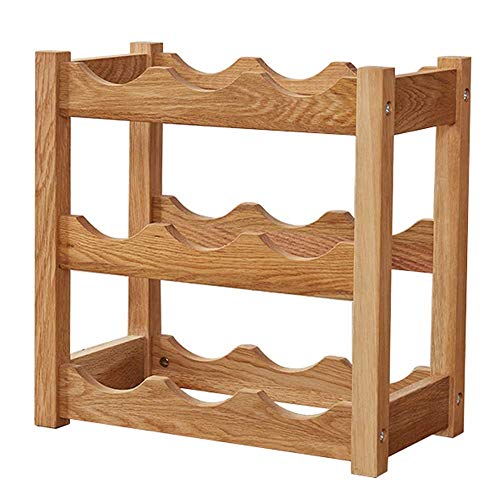 PIBM Stylish Simplicity Wine Rack Creative Simple European and American Rural Garden/Solid Wood Oak/Tabletop Wine Bottle Rack Wine Rack Wood Colo