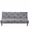 Armless Sofa Bed Cover Vintage Printing Couch Sofa Slipcover Polyester Stretch Futon Cover 3 Seater Couch Sofa Cover fits Folding Sofa Bed withou