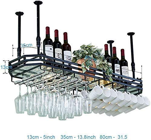 EYLINK Wine Racks,Wine Lovers/Wall Wine Rack Hanging Wine Glass Rack Bar Creative Wine Rack Upside down Goblet Rack Ceiling Decoration Shelf for
