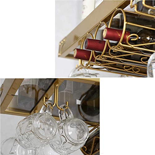 MiroDo Wall Mounted Wine Rack Metal Hanging Wine Rack 4 Long Stem Glass Holder & Wine Cork Storage Wine or Liquor Bottle Storage Holders Stemware