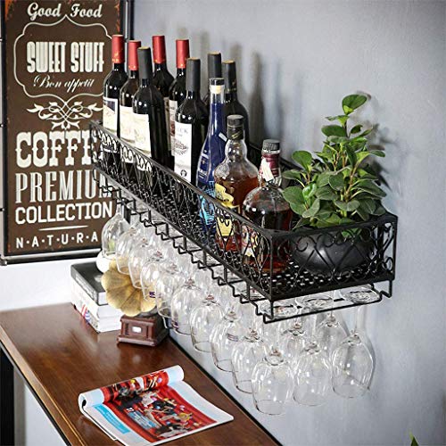 OUSIKA Wine Racks,Wall-Mounted Industrial Hanging Wine Glass Racks Stemware Holder Decoration Shelf Organizer