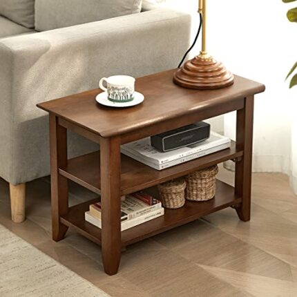 ITSRG Storage Bench Wooden Shoe Bench Rustic Solid Wood Entryway Bench 2-Tier Shoe Rack Holds Up to 550 lb (Brown,24")