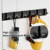 DMYMAT Black Wall Coat Rack with 6 Hooks, Waterproof Heavy Duty Coat Wall Hooks, Space Aluminum Material, Folding Hideaway Towel Hanger Hooks Wal