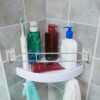 RV Shower Corner Storage Bar, Camper Travel Trailer RV Bathroom Storage Rods with Rotatable Bracket, Adjustable Camper Storage Organization Trail