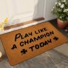 Ytanie Welcome Mats for Front Door Outdoor Entry Play Like A Champion Today Doormat Non Slip Rubber Mat for Home Indoor Farmhouse Funny Kitchen R
