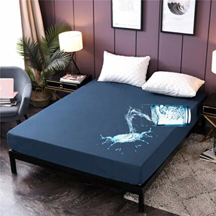 NTBED Waterproof Mattress Protector Cover Black Deep Pocket Polyester Bed Mattress Pad Cover Solid Color Fitted Sheet for Kids Teens (75” x 39” (