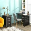 WALNUT Folding Computer Laptop Desk On Wheels Home Office Furniture With 3 Drawers Desk (Color : Argento, Size : 18.5"x20"x29")