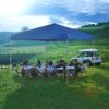 3x3m Gazebo Replacement Canopy Top Cover UV30+ Double Tiered BBQ Tent Cover for Patio Outdoor Yard Home Picnic Camping Party (Only Cover) Blue