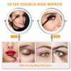 UUCOLOR Makeup Mirror with Lights USB Rechargeable 8 Inch 3 Color Lights Two Sided 1X/10X Magnification LED Vanity Mirror Touch Control 360°Rotat