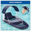Aqua Leisure Luxury Oversized Pool Lounger Soft, Cool, Fabric, UPF 50 removable sunshade with mesh windows, Convenient drink holder and carry han
