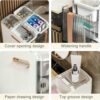 4 Tier Narrow Bathroom Floor Cabinet for Gaps, Toilet Paper Drawer Cart Storage Tower with Clear Drawers and Easy Pull Handle Vertical Storage Un
