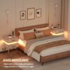 Cyclysio Night Stand Set 2 with Charging Station, Modern Nightstand Set of 2, Bedside Tables with Led Lights, Bed Side Table Night Stand with Dra