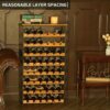 48 Bottles Floor Wine Rack with Wood Top, Freestanding Wine Bottle Organizer Shelf, Wobble-Free 8 Tier Wine Display Storage Stand for Kitchen Pan